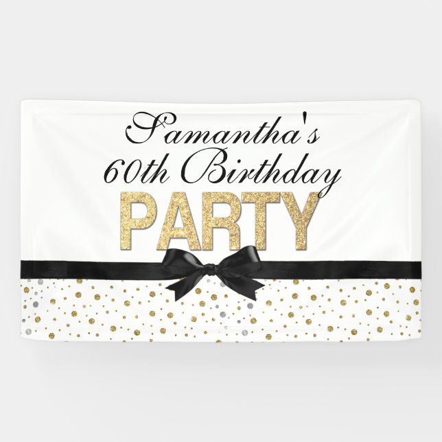 Confetti-Goldschein-60. Geburtstags-Party Banner (Horizontal)