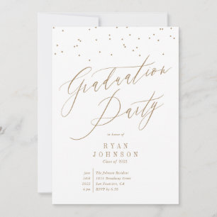 Confetti Graduation Party Script Gold Einladung