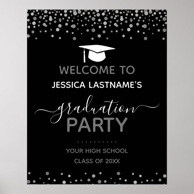 Confetti Graduation Party Welcome  Poster (Vorne)