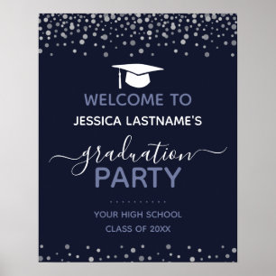 Confetti Graduation Party Willkommen Poster