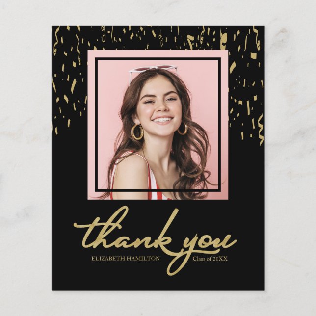Confetti Graduation Photo Budget Carte de remercie (Devant)