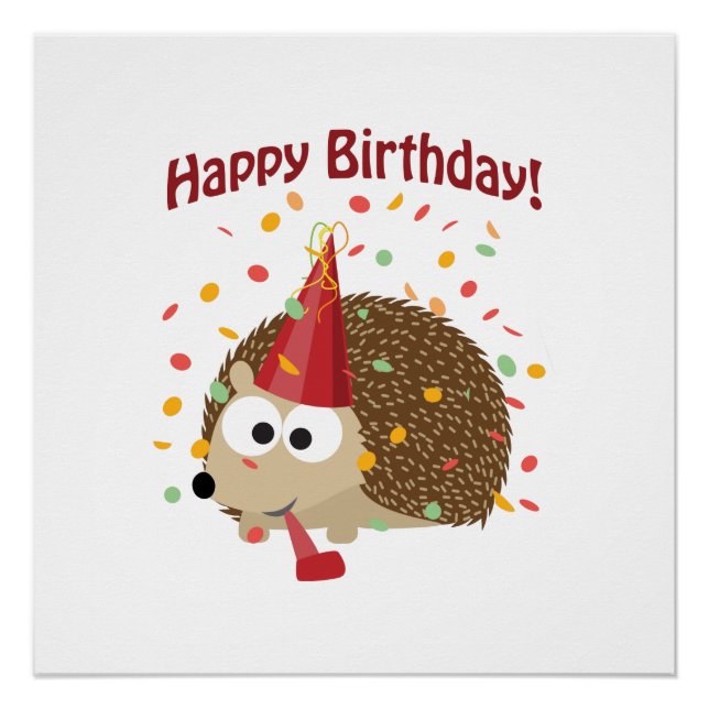 Confetti Happy Birthday Igel Poster (Vorderseite)