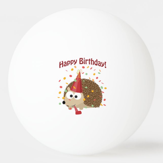 Confetti Happy Birthday Igel Tischtennisball (Vorderseite)