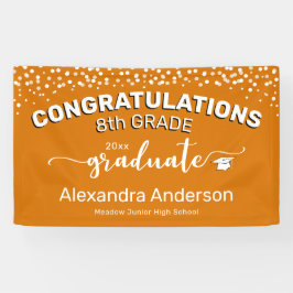 Confetti Herzlichen Glückwunsch 8. Graduate Orange Banner