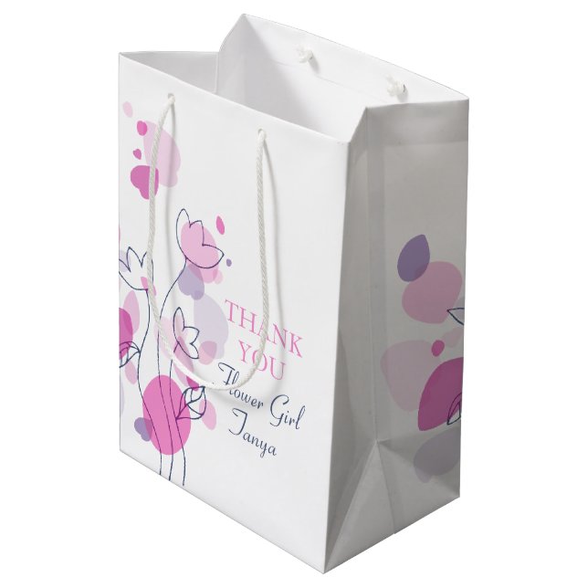 Confetti Hochzeit Blume Mädchen bevorzugt mittelgr Mittlere Geschenktüte (Rückseite Schrägansicht)