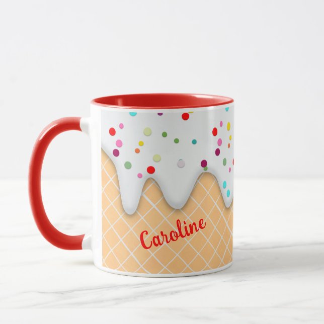 Confetti Icing Waffle Cone Fun Muster Tasse (Links)