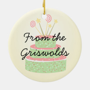 Confetti-Kuchen • Grüner Geburtstags-Kuchen Keramikornament