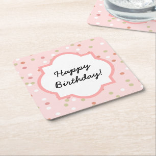 Confetti-Kuchen • Rosa Buttercream Zuckerguss Rechteckiger Pappuntersetzer