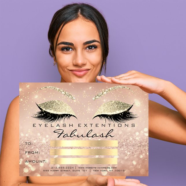 Confetti Lashes Gold Pink Makeup Certificate Gesch (Confetti Lashes Gold Pink Makeup Certificate Gift)