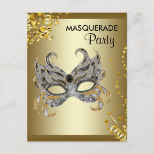 Confetti-Masken-Silber und Goldmaskerade-Party Einladung