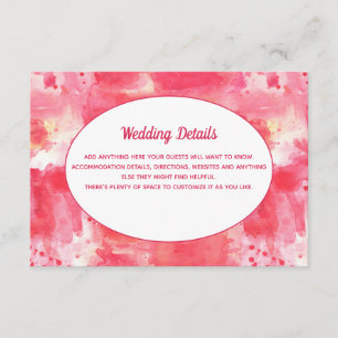 Confetti Modern Pink Watercolor Hochzeitsdetails Begleitkarte