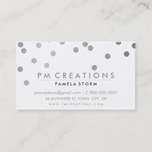 CONFETTI Moderne niedliche Polka-Punktsilber Visitenkarte