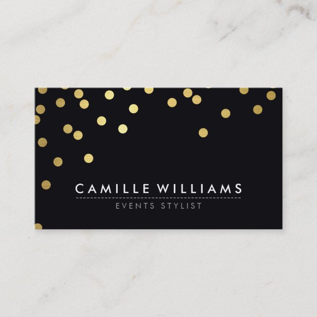 CONFETTI Modernstes cooles Dotmuster Goldfolie sch Visitenkarte (Vorderseite)