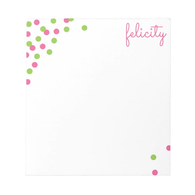 Confetti Name Personalisiert Notepad Notizblock (Vorderseite)