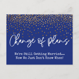 Confetti Navy Änderung der Pläne für verspätete Ho Postkarte