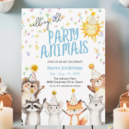 Confetti Party Forest Animals Party Hats Geburtsta Einladung