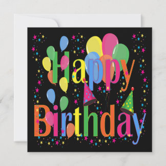 Confetti, Party Hats und Balloons Schwarzer Hinter Einladung