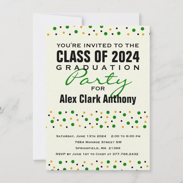 Confetti Party Invitation 2024 Graduation (Devant)