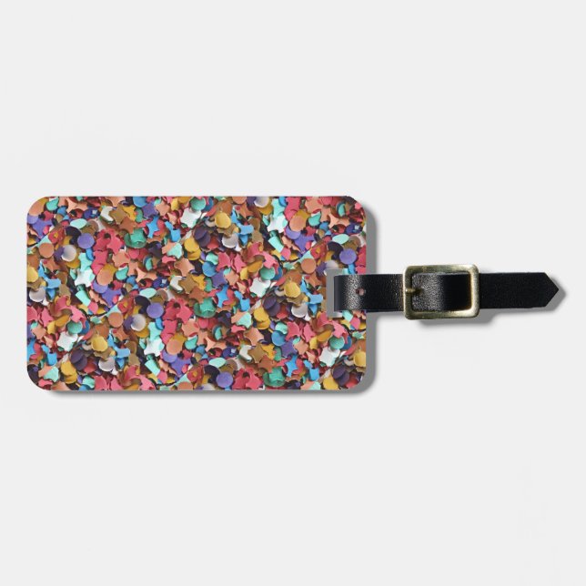 Confetti Party Karneval Farbiges Papier Funny Funn Gepäckanhänger (Vorderseite horizontal)