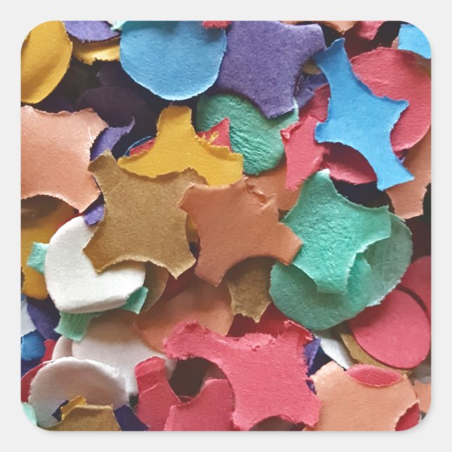 Confetti Party Karneval Farbiges Papier Funny Funn Quadratischer Aufkleber (Vorderseite)