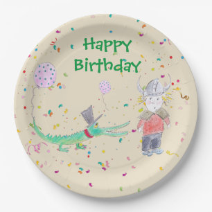 Confetti Party Krokodil grüne beige Papierplatte Pappteller