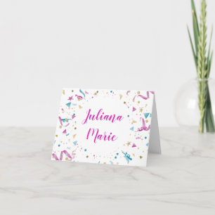Confetti Party Rosa und Blauer Sparkor Dankeskarte
