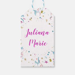 Confetti Party Rosa und Blauer Sparkor Geschenkanhänger