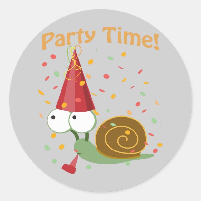 Confetti Party Time! Schnecke Runder Aufkleber (Vorderseite)