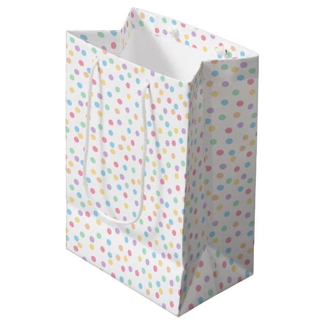 Confetti Pastels (Dots) Mittlere Geschenktüte (Vorderseite Schrägansicht)