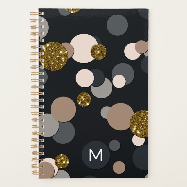 Confetti Peach, Maple, Grau und Gold Glitzer Planer (Vorderseite)
