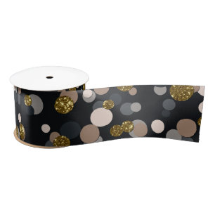 Confetti Peach, Maple, Grau und Gold Glitzer Satinband