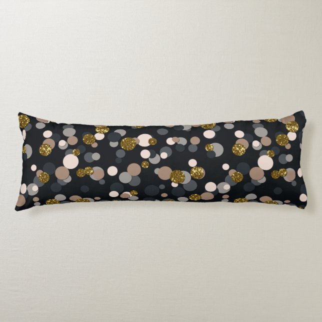 Confetti Peach, Maple, Grau und Gold Glitzer Seitenschläferkissen (Vorderseite)