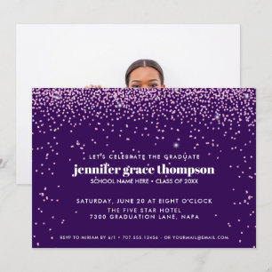 Confetti Pink und Lila Foto Graduation Party Einladung