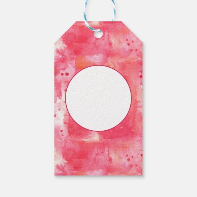 Confetti Pink Wasserfarbe Abstrakt Moderne Geschenkanhänger (Rückseite)