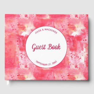 Confetti Pink Wasserfarbe Abstrakt Moderne Hochzei Gästebuch