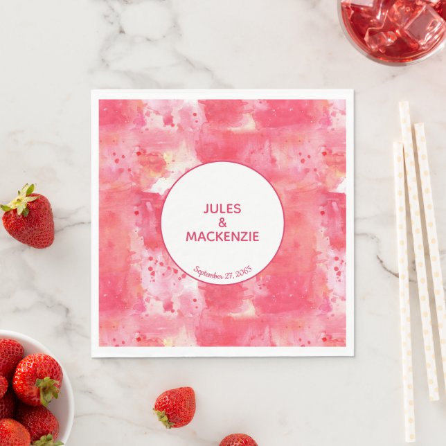 Confetti Pink Wasserfarbe Abstrakt Moderne Serviette (Beispiel)