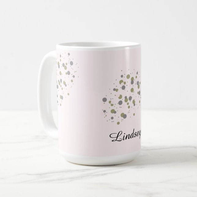 Confetti-Punkte mit Namen Kaffeetasse (Vorderseite Links)