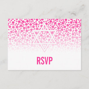 Confetti punktiert heißes Rosa-Schläger Mitzvah RSVP Karte