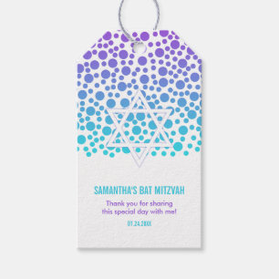 Confetti punktiert lila aquamarinen Schläger Geschenkanhänger