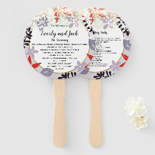 Confetti Red Lavender Lilac Floral Wedding Program Fächer