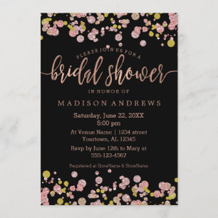 Confetti Rose Gold Bridal Dusche Einladung