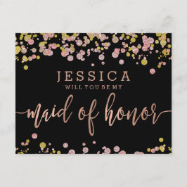 Confetti Rose Gold werden Sie meine Trauzeugin sei Einladung