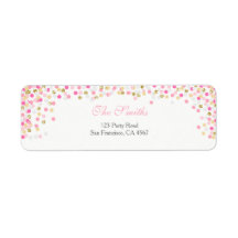 Confetti Rücksendeadresse Etikett Pink Gold Girl B
