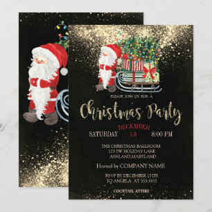 Confetti, Santa Claus, Sleigh Christmas Company Einladung