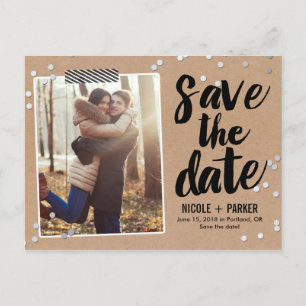 Confetti Save the Date Postcard Ankündigungspostkarte