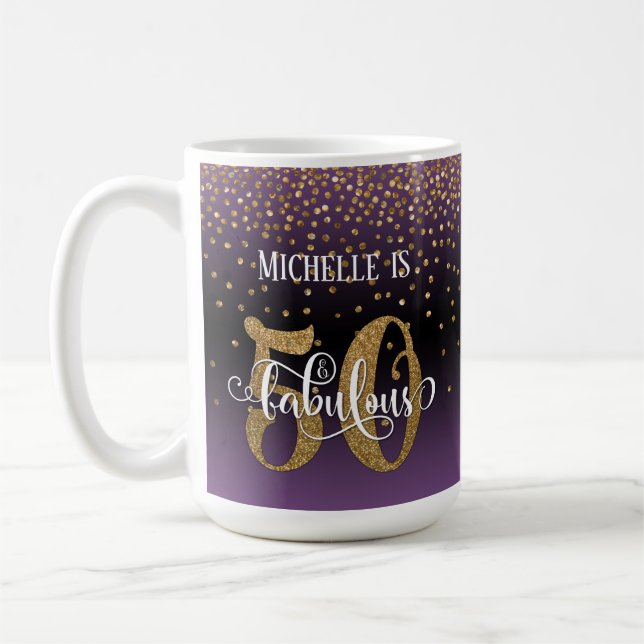 Confetti & Script 50 & Fabulous, Pink Black Ombre Kaffeetasse (Links)