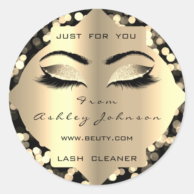 Confetti Sepia Glitzer Gold Lash Cleaner Makeup Runder Aufkleber (Vorderseite)