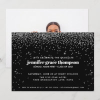 Confetti Silver and Black Foto Graduation Party