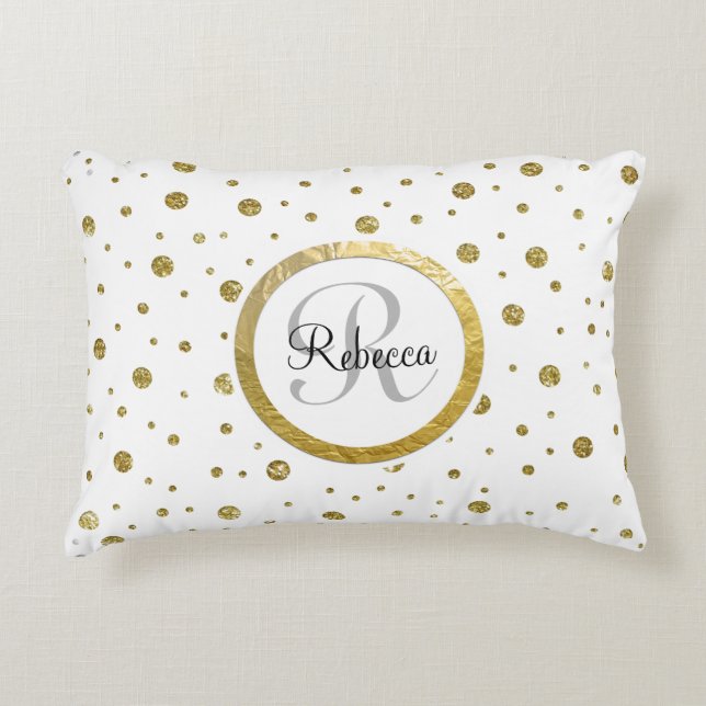 Confetti Silver/Gold Monogram Dekokissen (Vorderseite)