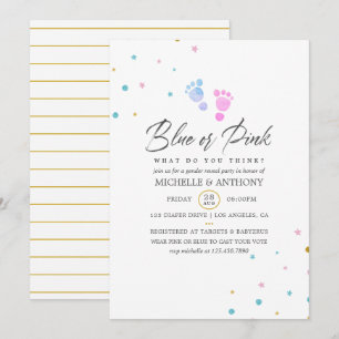 Confetti simpliste Genre Revela Party Invitation